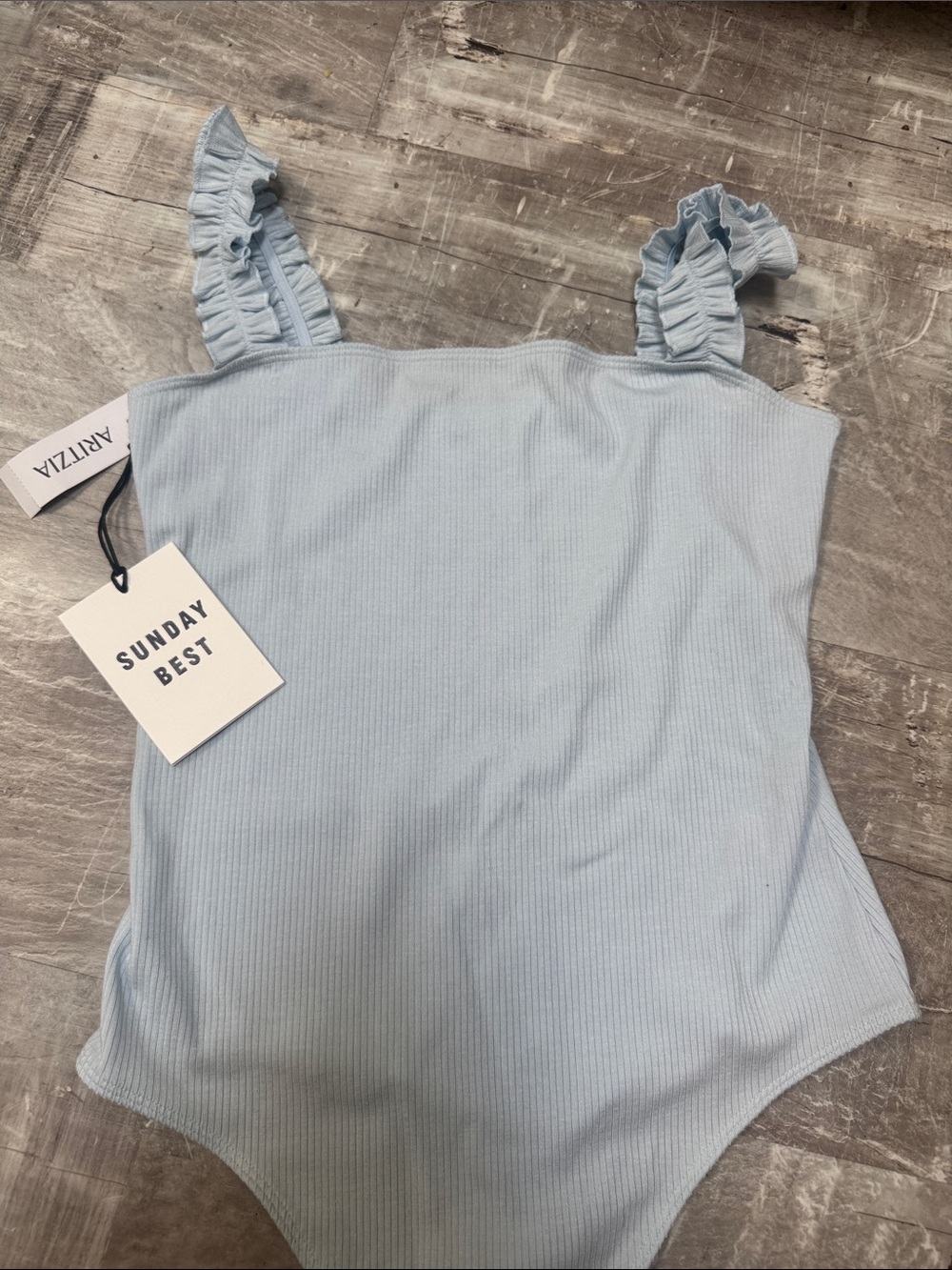 Aritzia Sundays best firecracker blue bodysuit!